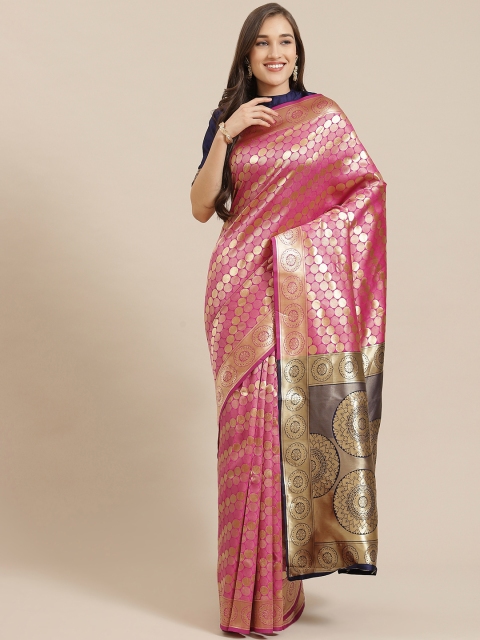 

Mitera Pink & Golden Zari Woven Design Banarasi Saree