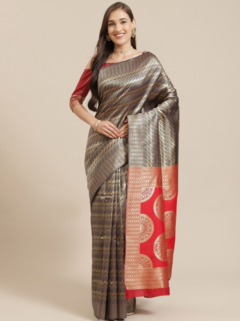 

Mitera Navy Blue & Golden Woven Design Banarasi Saree