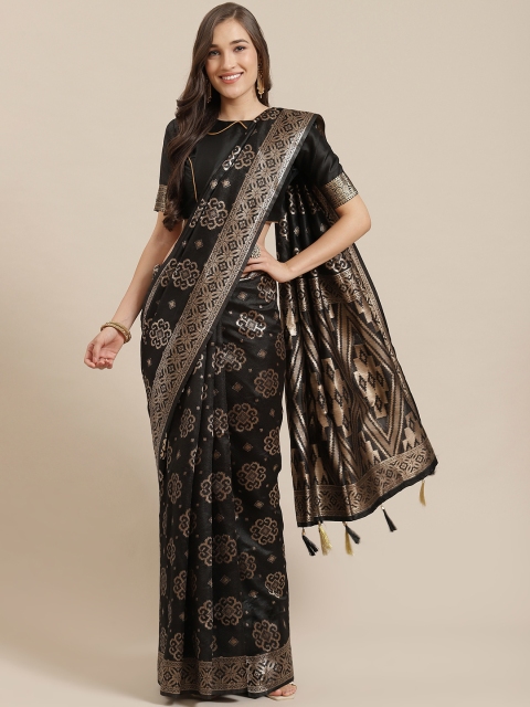 

Mitera Black & Golden Zari Woven Design Banarasi Saree