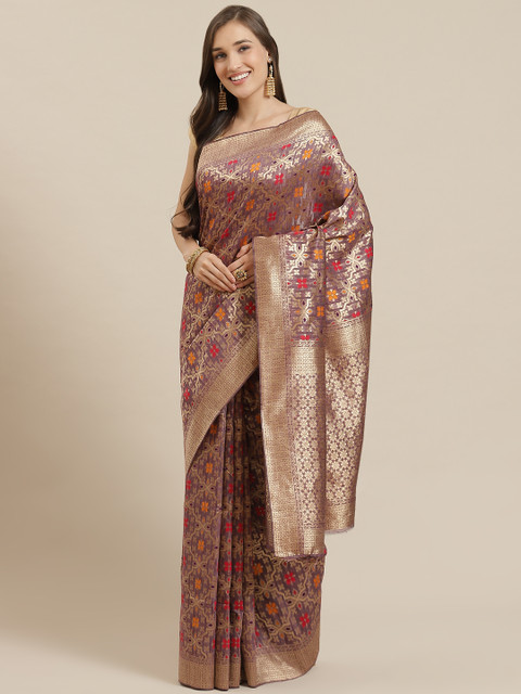 

Mitera Purple & Golden Woven Design Banarasi Saree