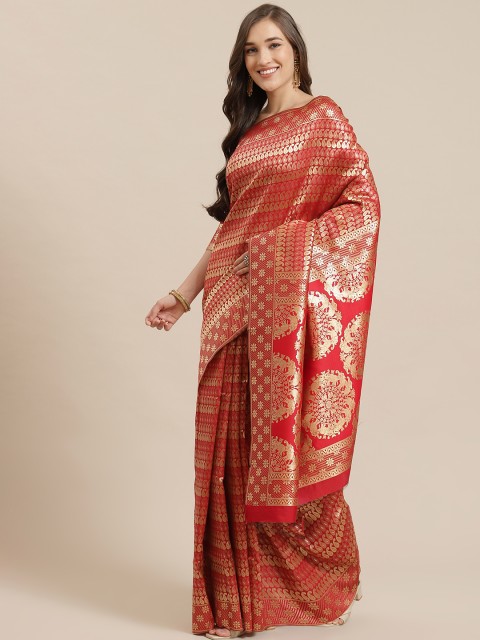 

Mitera Red & Golden Zari Woven Design Banarasi Saree