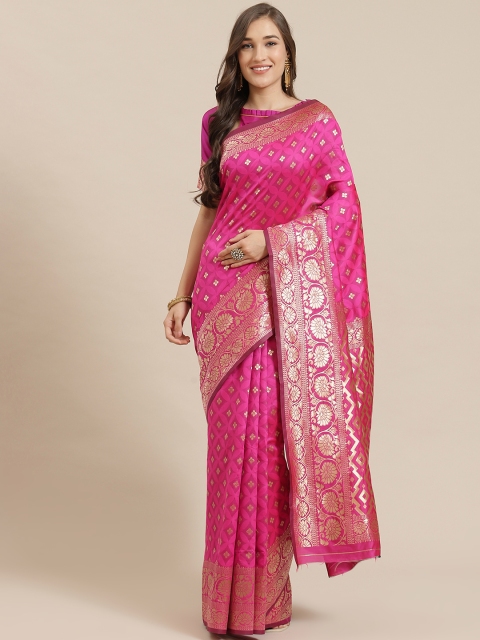 

Mitera Pink & Golden Woven Design Banarasi Saree
