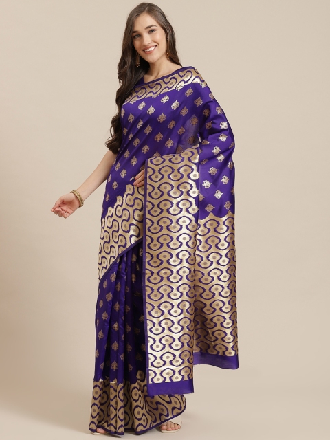 

Mitera Purple & Golden Zari Woven Design Banarasi Saree