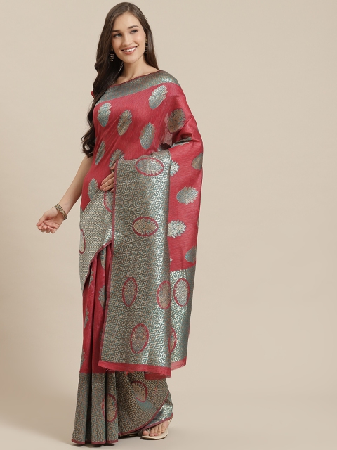 

Mitera Maroon & Green Zari Woven Design Banarasi Saree