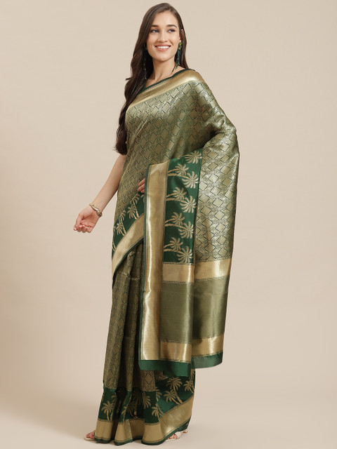 

Mitera Green & Golden Woven Design Banarasi Saree