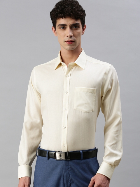 

Park Avenue Men Beige Self-designed Regular Fit Formal Shirt