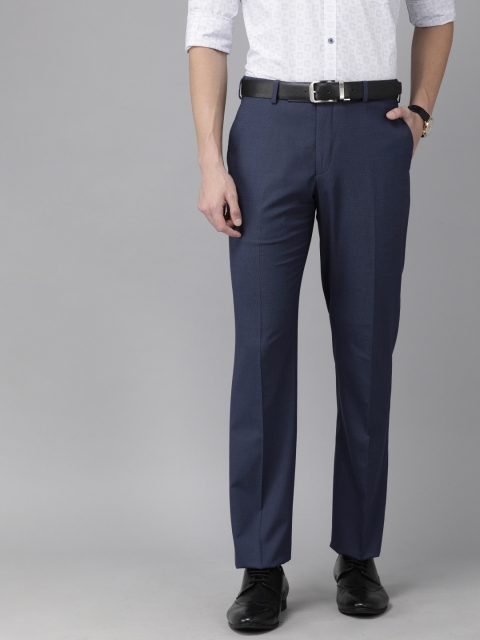 

Park Avenue Men Blue Regular Fit Solid Formal Trousers