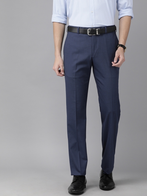 

Park Avenue Men Blue Regular Fit Solid Formal Trousers