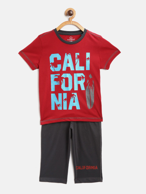 

Sweet Dreams Boys Red & Charcoal Grey Typography Print Night suit
