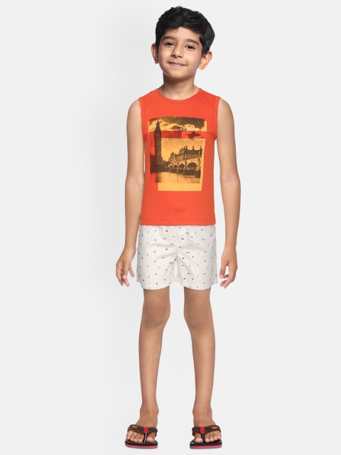 

Sweet Dreams Boys Orange & Off-White Graphic Print Night suit