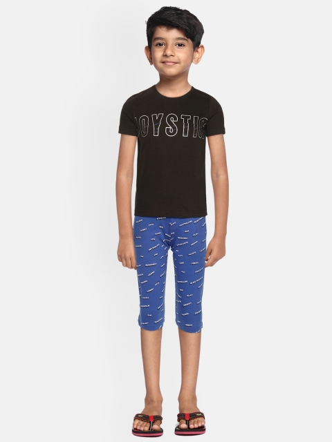 

Sweet Dreams Boys Black & Blue Typography Printed Night Suit