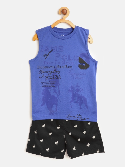 

Sweet Dreams Boys Blue & Black Graphic Print Night suit