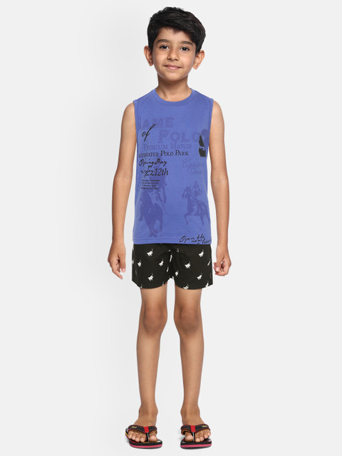 

Sweet Dreams Boys Blue & Black Printed Night suit