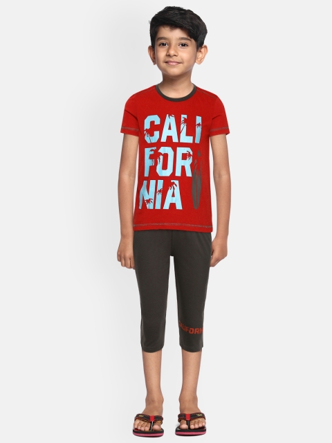 

Sweet Dreams Boys Red & Charcoal Grey Typography Print Night suit