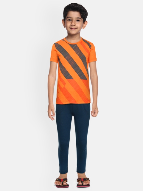 

Sweet Dreams Boys Orange & Navy Blue Striped Night Suit