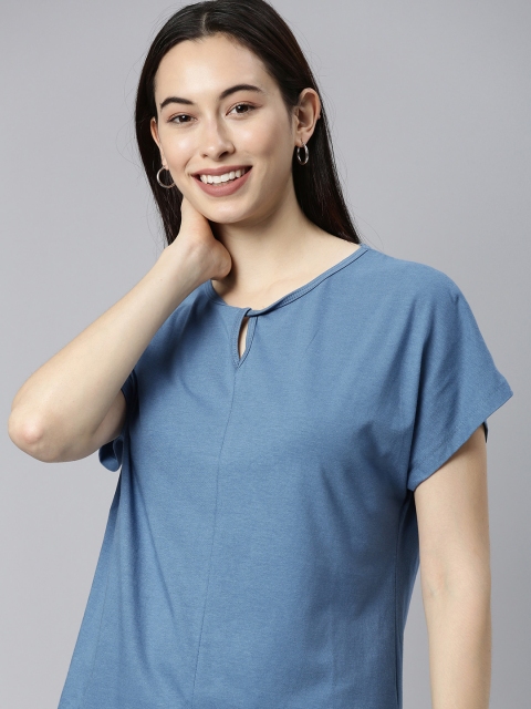 

M&H Our Water Women Blue Extended Sleeves Water Styles Sustainable T-shirt