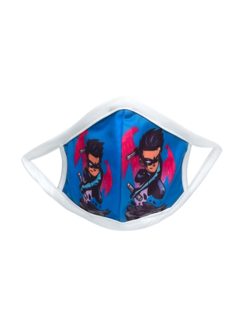 

TREEMODA Unisex Kids Blue & Pink Superhero Printed 2-Ply Reusable Cloth Face Mask