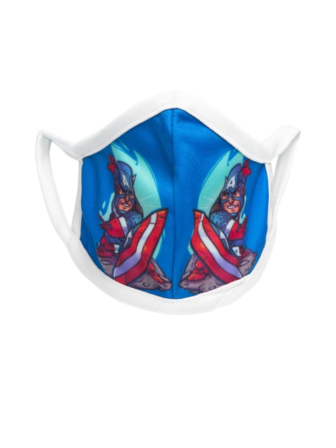 

TREEMODA Unisex Kids Blue & Red Captain America Printed 2 -Ply Reusable Cloth Face Mask