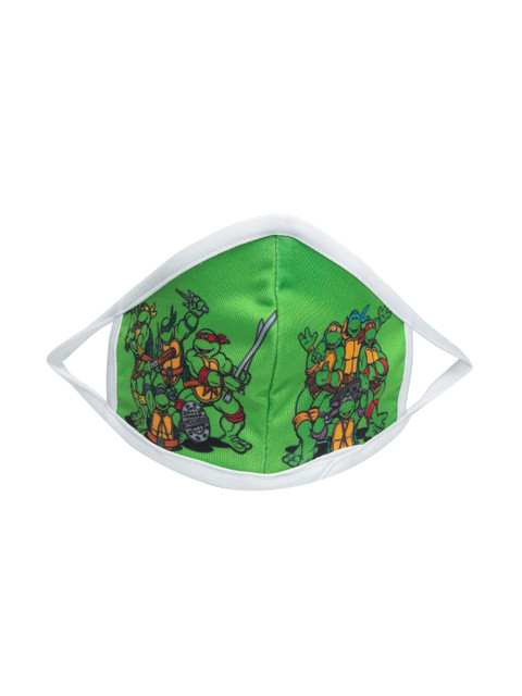 

TREEMODA Kids Green & White Ninja Turtle Printed 2-Ply Reusable Cloth Mask