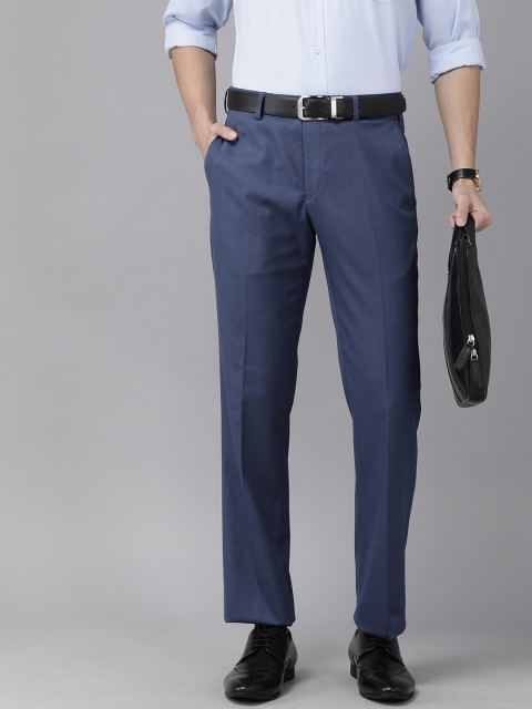 

Park Avenue Men Blue Regular Fit Self Design Formal Trousers