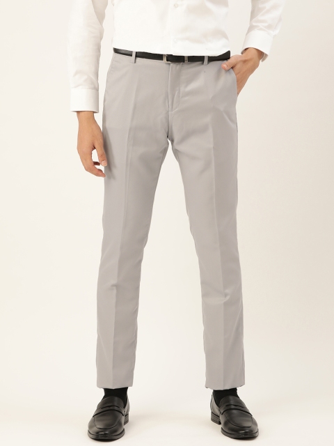 

INVICTUS Men Grey Solid Regular Fit Formal Trousers