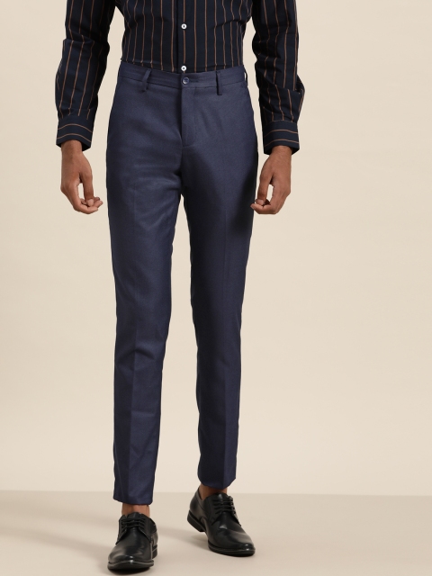 

INVICTUS Men Navy Blue Solid Slim Fit Trousers