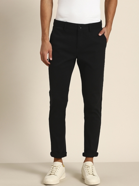 

INVICTUS Men Black Slim Fit Solid Chinos Trousers With Side Stripe