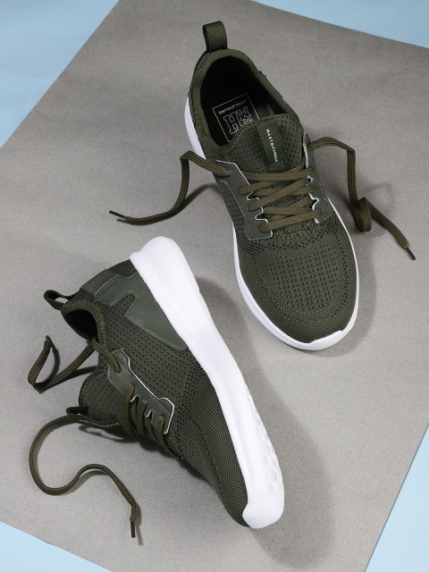 

Mast & Harbour Men Olive Green Woven Design Sneakers