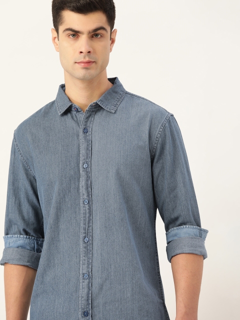 

INVICTUS Men Blue Slim Fit Denim Pure Cotton Casual Shirt