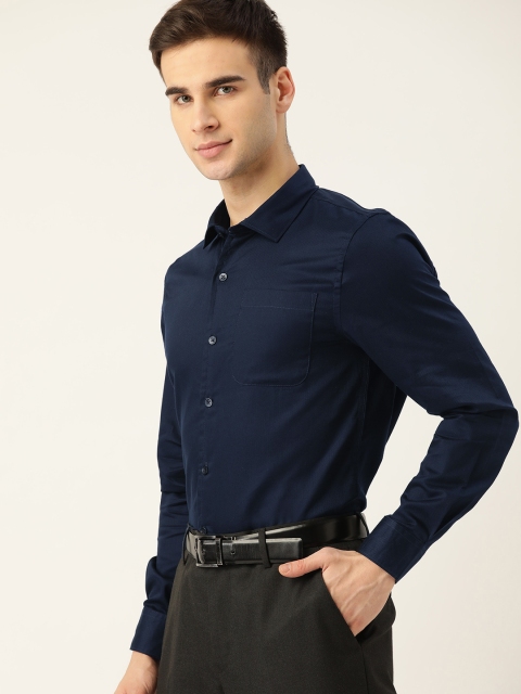 

INVICTUS Men Easy Care Navy Blue Cotton Formal Shirt