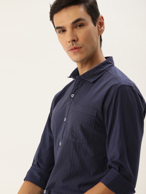 

INVICTUS Men Navy Blue Slim Fit Gingham Checks Casual Shirt