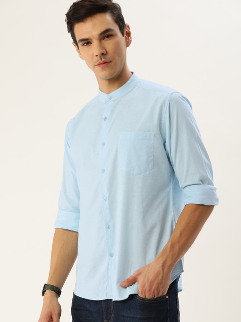 

INVICTUS Men Blue Solid Pure Cotton Casual Shirt