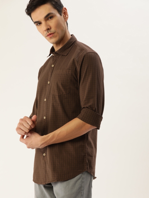 

INVICTUS Men Brown Slim Fit Gingham Checks Casual Shirt