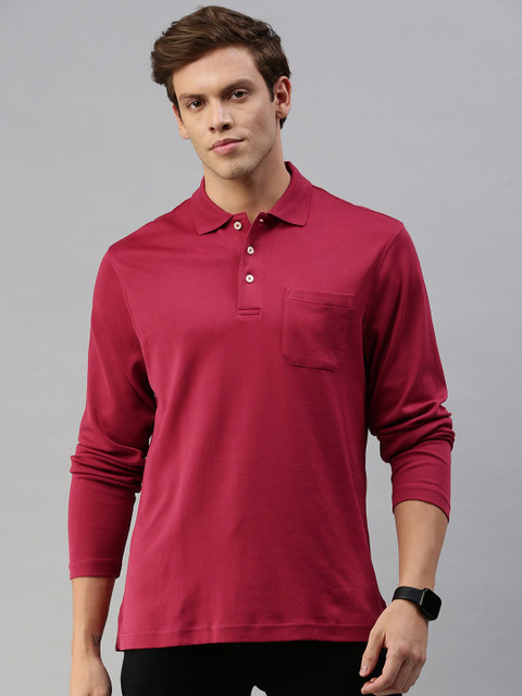 

Raymond Men Burgundy Solid Classic Fit Polo Collar T-shirt