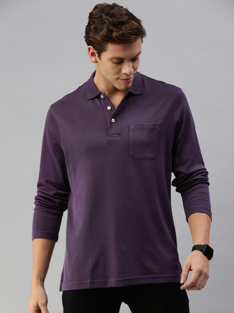

Raymond Men Violet Solid Classic Fit Polo Collar T-shirt