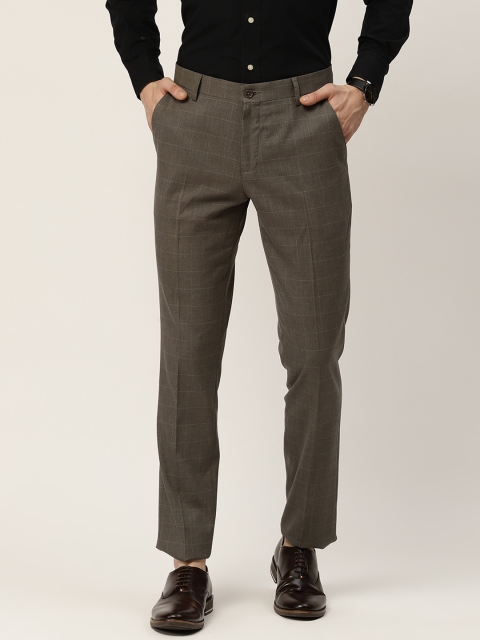 

INVICTUS Men Charcoal Grey Regular Fit Checked Regular Trousers