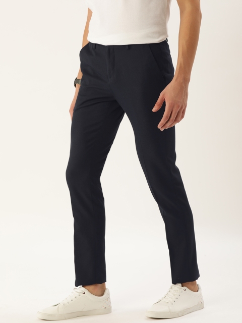 

INVICTUS Men Navy Regular Fit Solid Regular Trousers, Navy blue