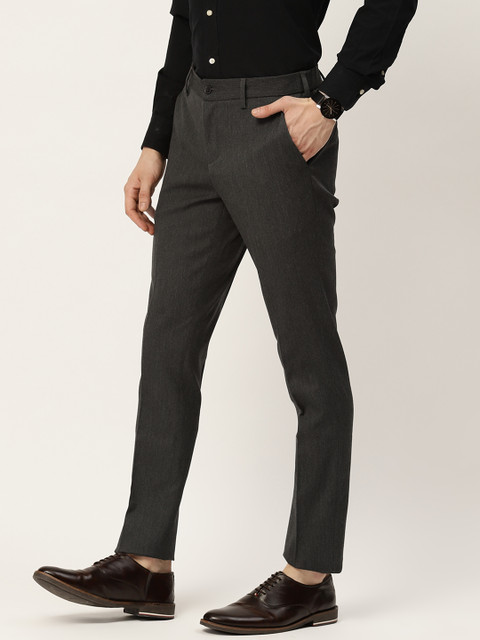 

INVICTUS Men Charcoal Grey Regular Fit Solid Regular Trousers