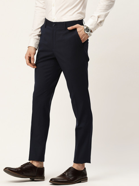 

INVICTUS Men Navy Blue Regular Fit Solid Formal Trousers