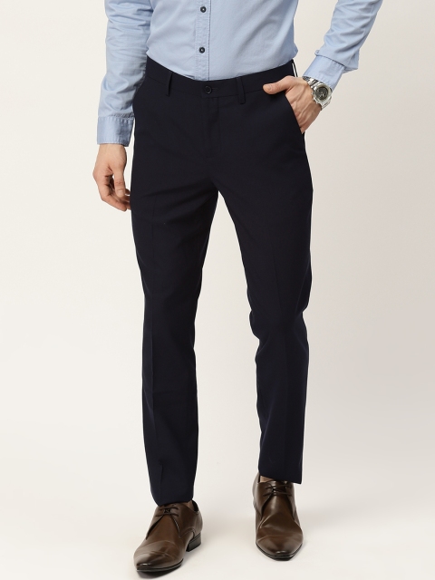

INVICTUS Men Navy Blue Regular Fit Solid Regular Trousers