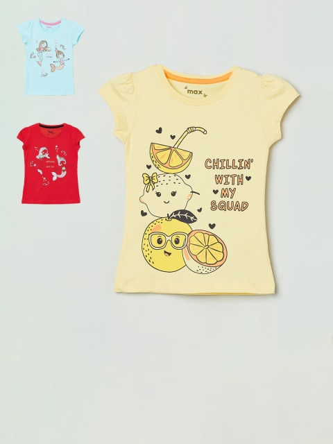 

Max Pack Of 3 printed pure cotton regular top, Red