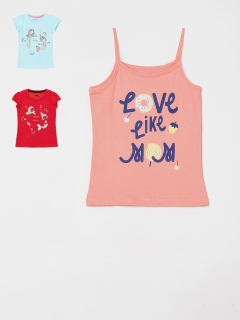 

max Girls Pack Of 3 Printed Tops, Red