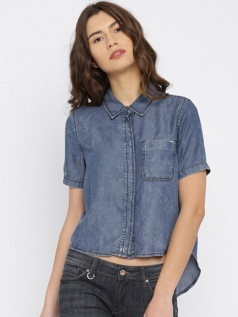 

ONLY Blue Washed Denim Shirt