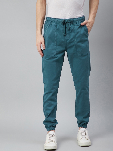 

HERE&NOW Men Teal Blue Solid Joggers