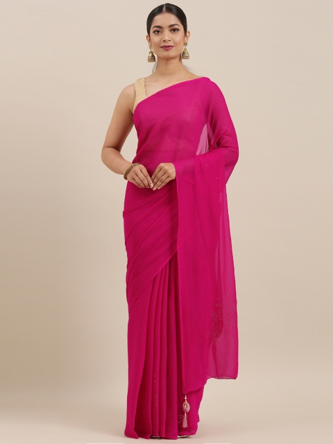

Geroo Jaipur Pink Hand Embellished Georgette Sustainable Saree