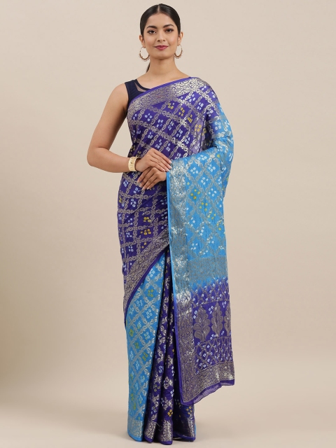 

Geroo Jaipur Hand Dyed Blue Garchola Bandhani Sustainable Saree