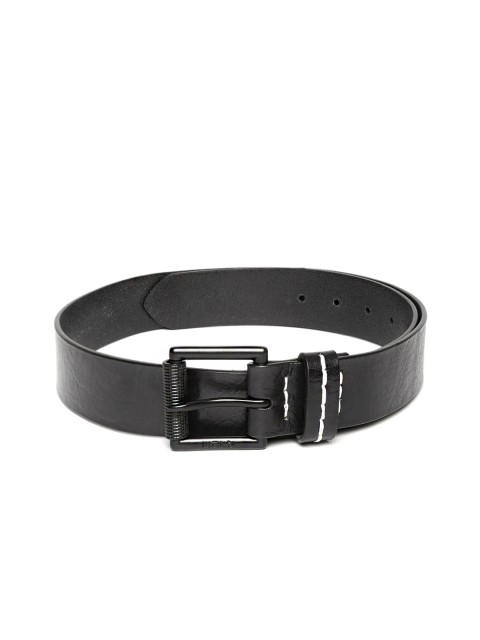 

Woodland Men Black Textured Leather Belt