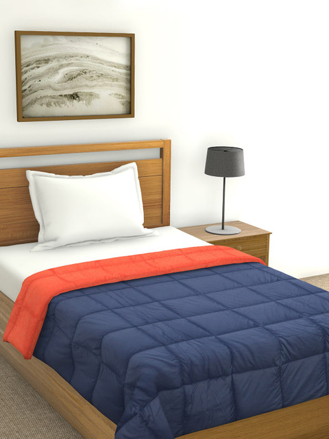 

Raymond Home Navy Blue & Orange Solid AC Room 110 GSM Single Bed Quilt