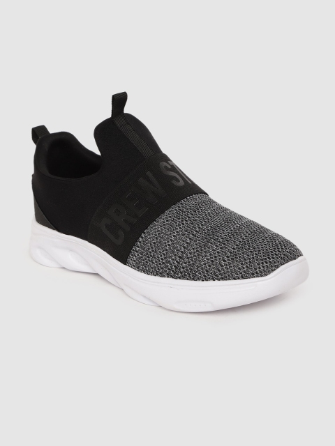 

Crew STREET Men Black & White Woven Design Slip-On Sneakers