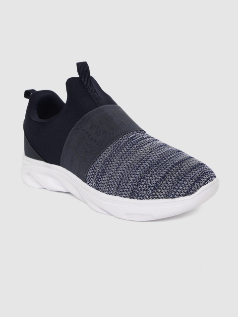 

Crew STREET Men Navy Blue & White Woven Design Slip-On Sneakers